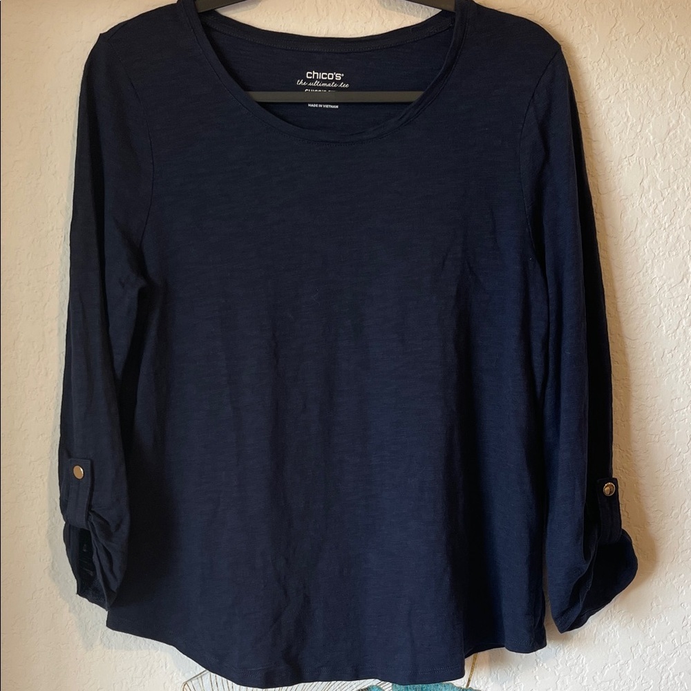 Chico's Navy Long Sleeve Top